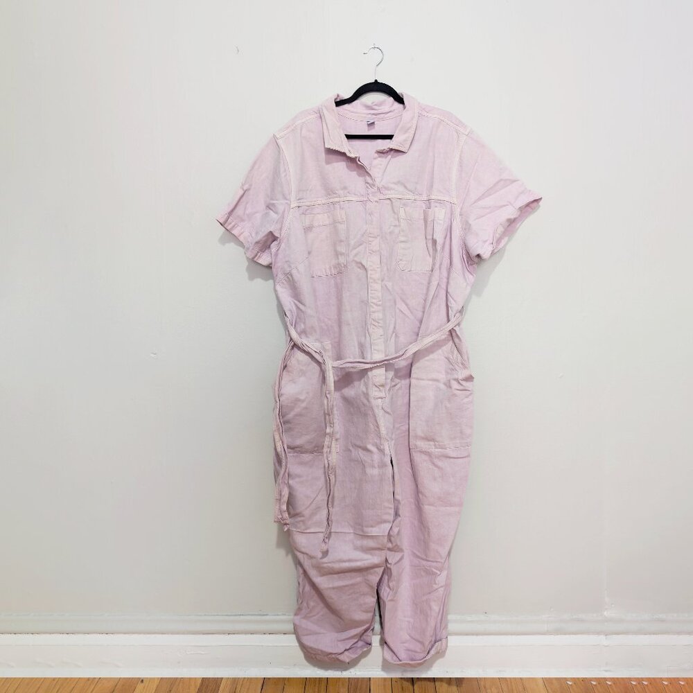 Old Navy Lavender Stone Washed Denim Jean Jumpsuit Coveralls Size 4X
